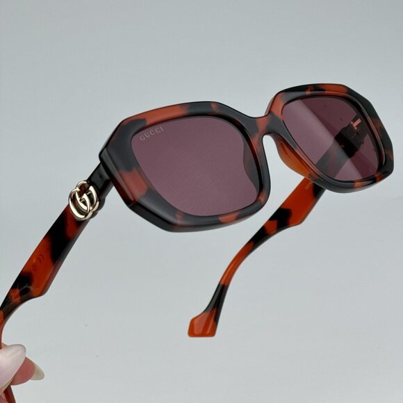 Gucci GG1535S 005 BRAND NEW Sunglasses Orange Havana Violet Women Geometric main image 10